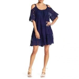 Muche Et Muchette Nilsen Cold Shoulder Lace Crochet Dress Navy One Size